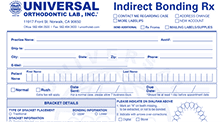 Indirect Bonding Prescription Sheet